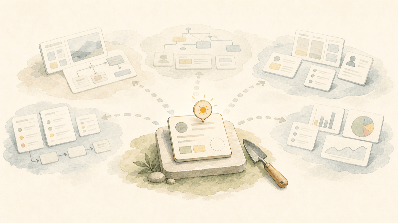 Illustration of one task routed along several different paths
